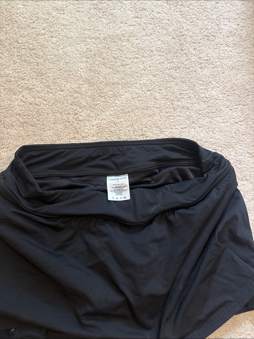 Lands' End Black Swim Skirt with Built-In Brief